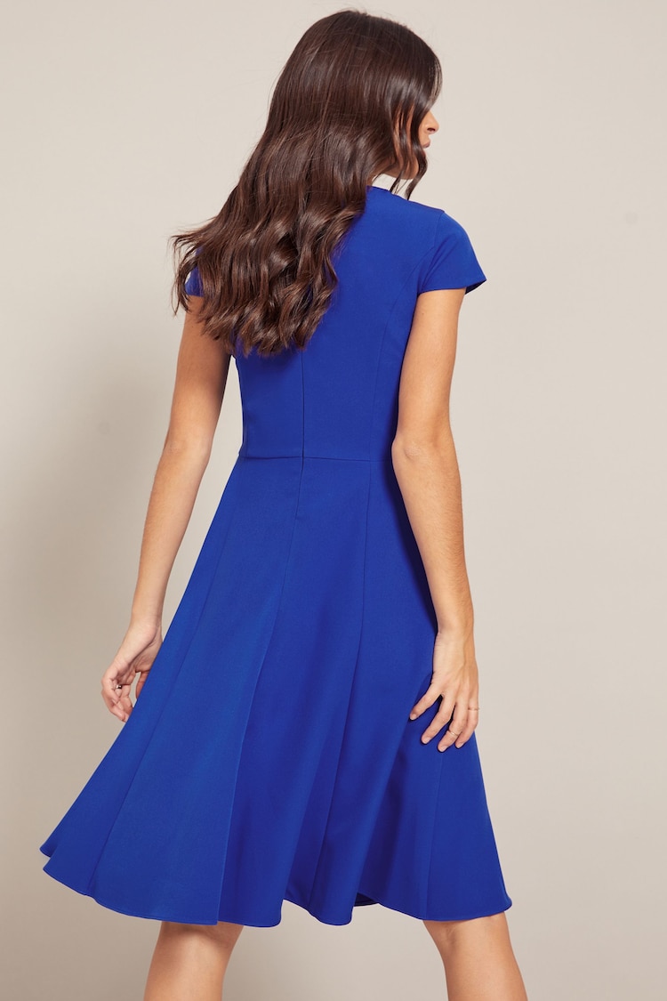 Friends Like These Cobalt Blue Fit and Flare Cap Sleeve Tailored Dress - Image 2 of 4