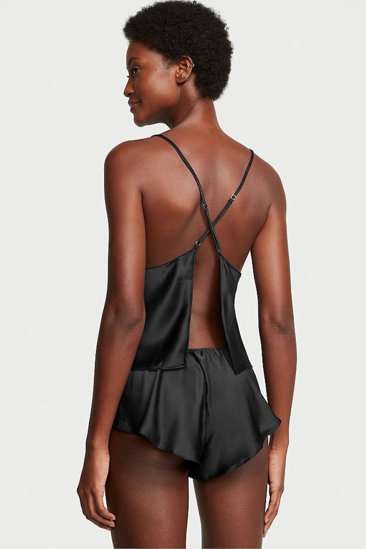 Victoria's Secret Black Satin Open Back Cami Set - Image 2 of 3