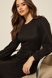 Friends Like These Black Cosy Belted Midi Dress - Image 4 of 4