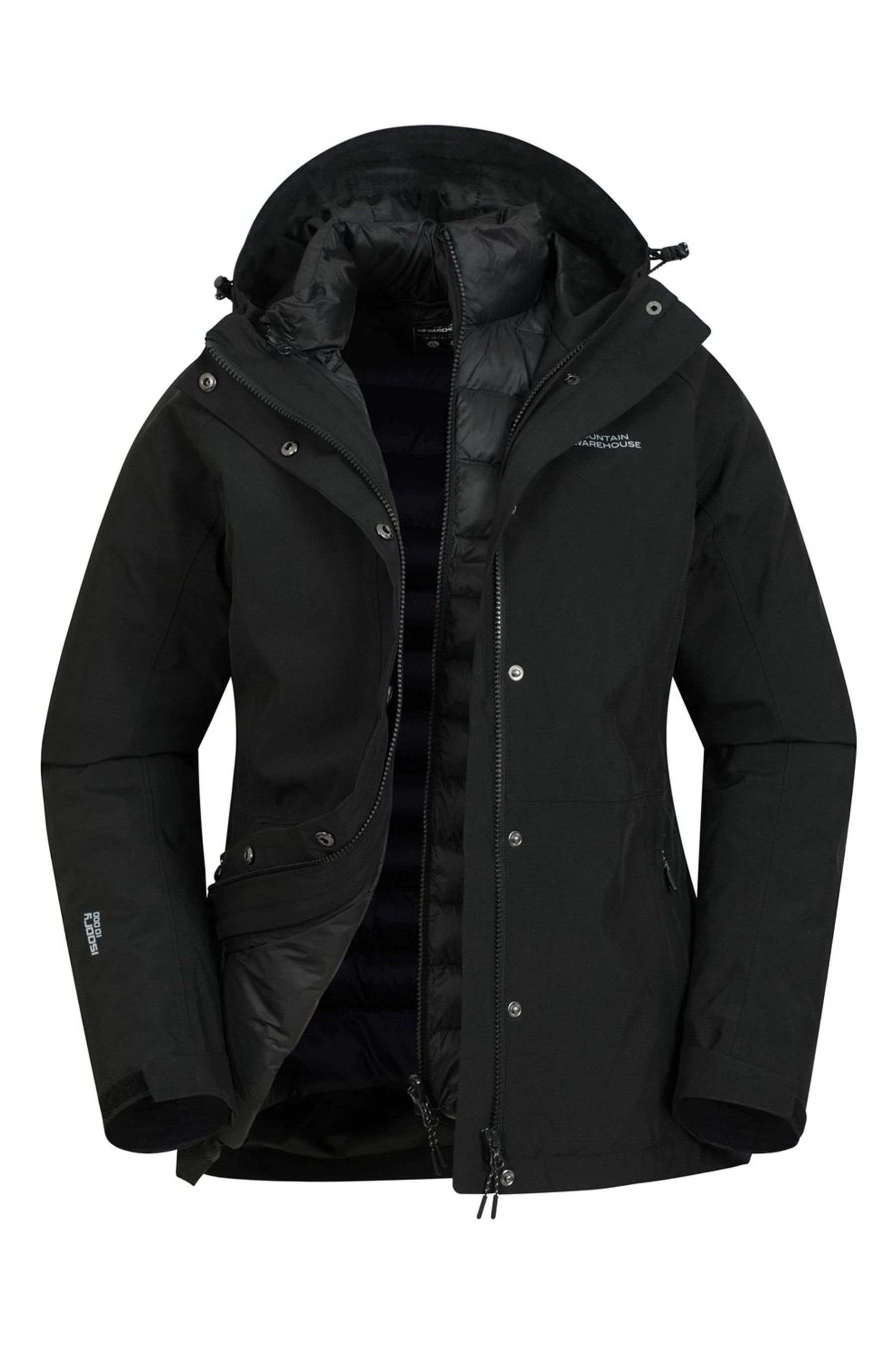 Mountain Warehouse Black Alaskan 3 in 1 Waterproof Jacket Womens