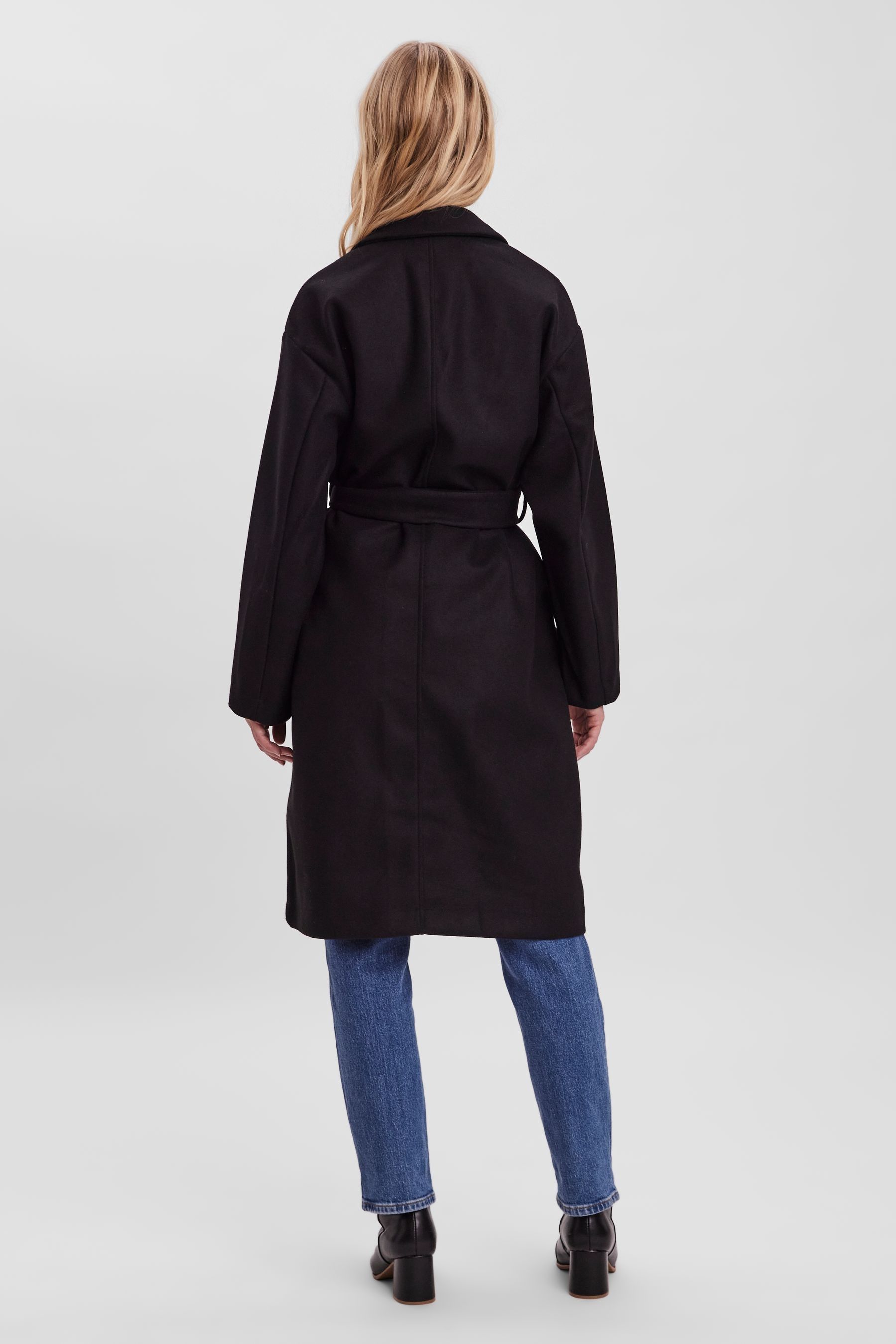 Buy VERO MODA Black Tailored Tie Waist Wrap Coat from Next Luxembourg
