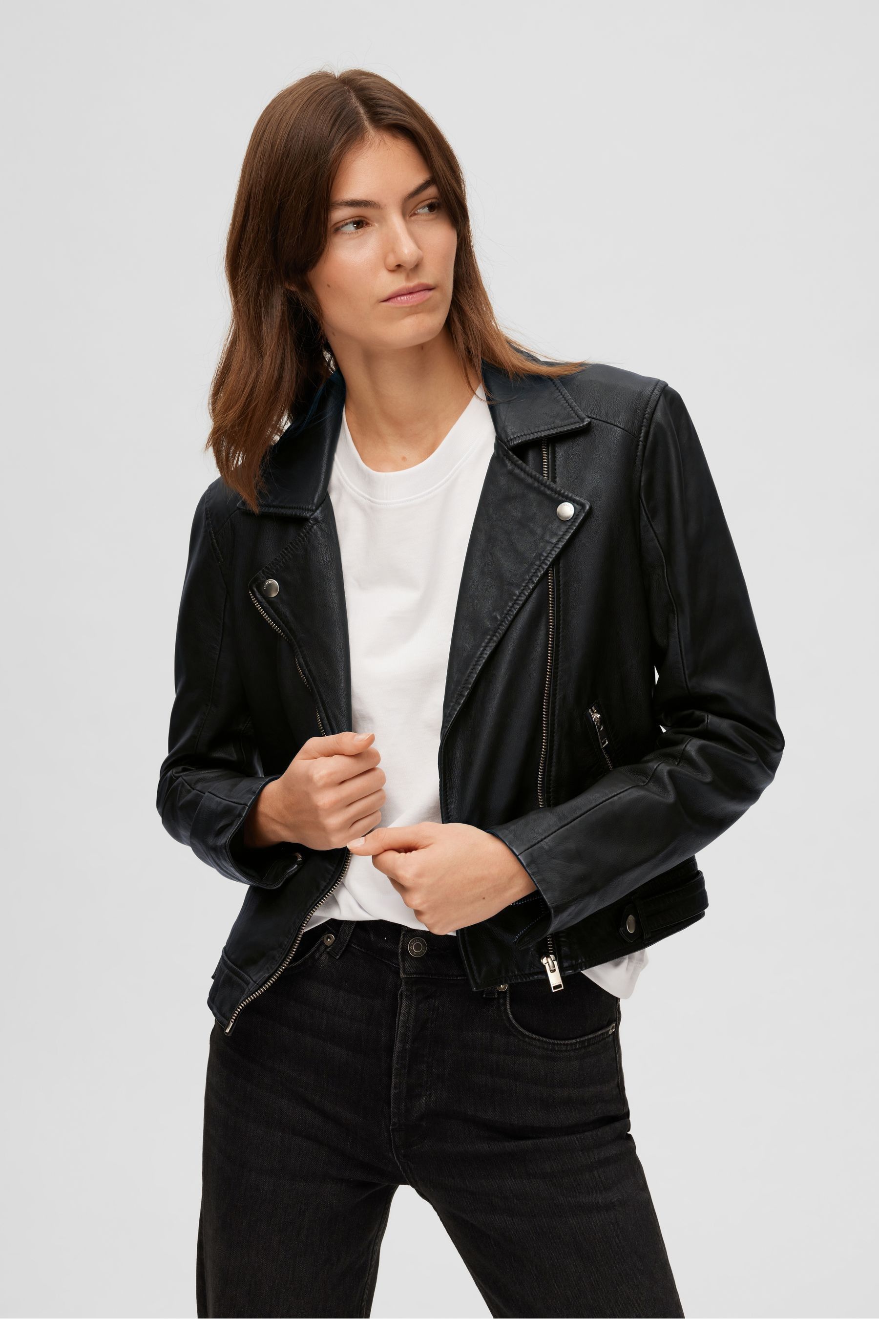 Buy Selected Femme Black Real Leather Biker Jacket from Next Estonia
