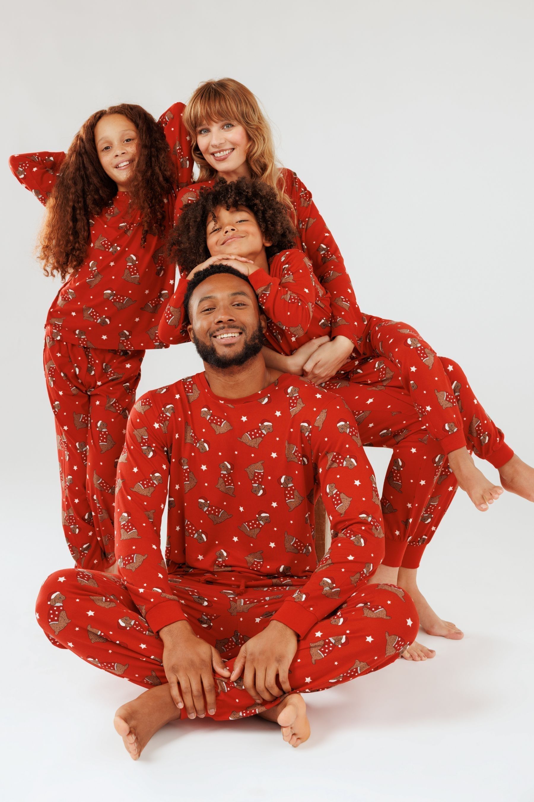 Buy Chelsea Peers Red Curve Womens Matching Family Christmas Cockapoo Long Crew Set from Next Luxembourg