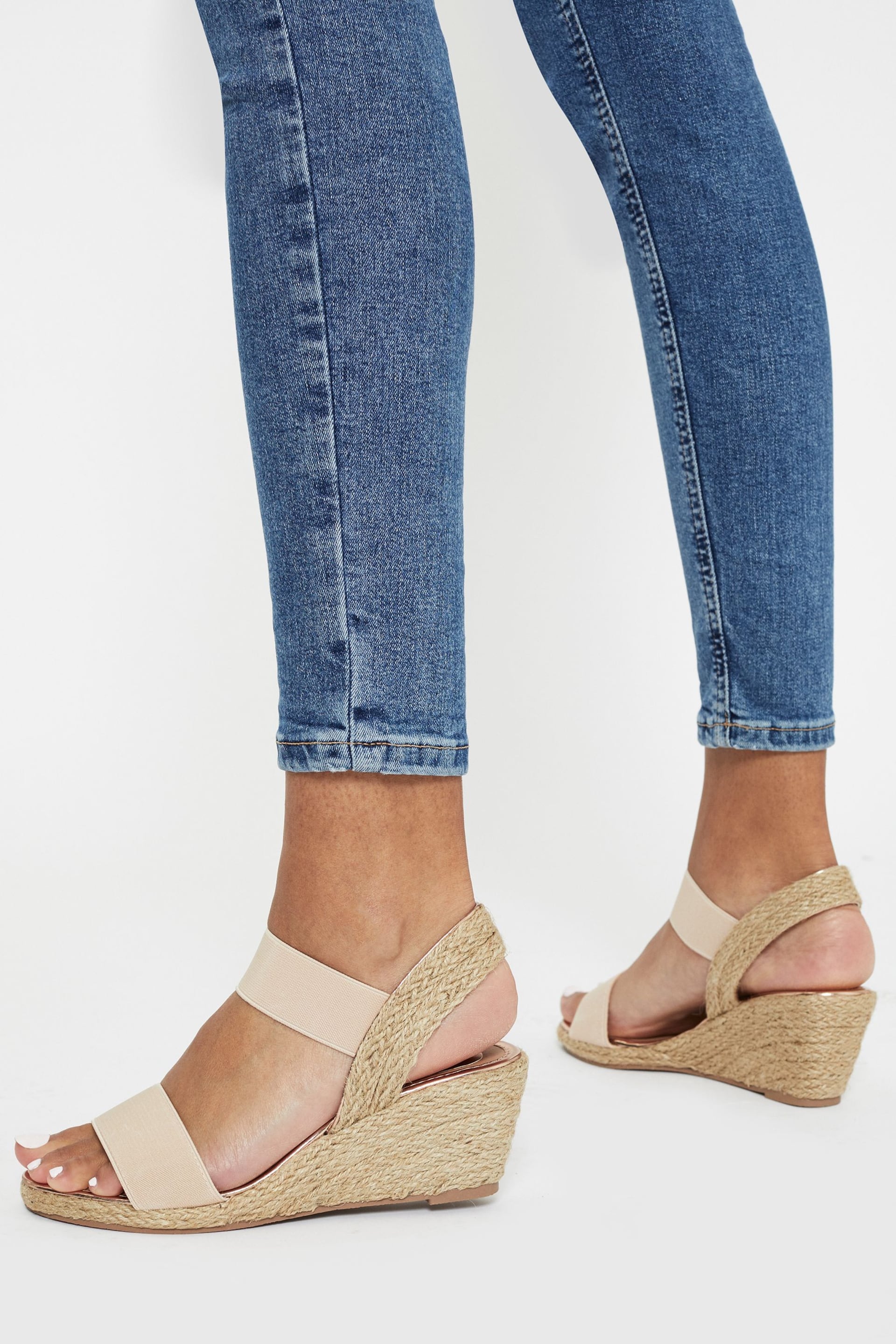Lipsy Nude Pink Extra Wide Fit Elastic Low Wedge Espadrille Sandal - Image 3 of 3