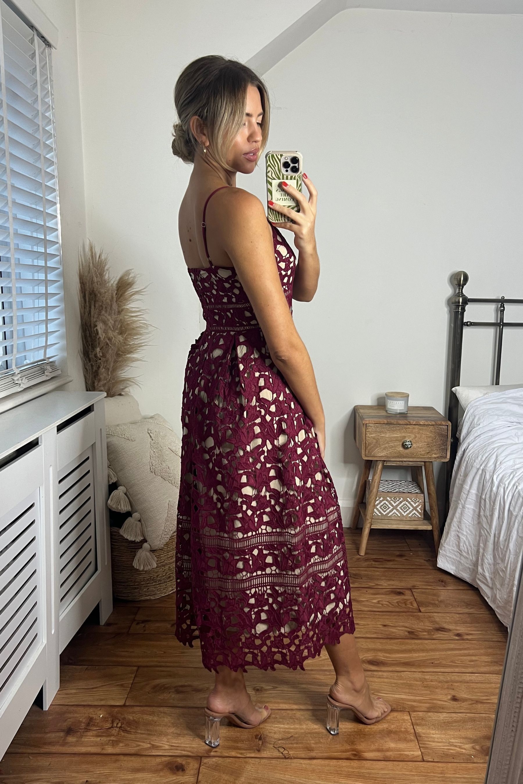 Buy Style Cheat Red Harmony Lace Strap Midi Dress from Next Luxembourg