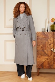 Love & Roses Grey Smart Double Breasted Belted Trench Coat - Image 1 of 4