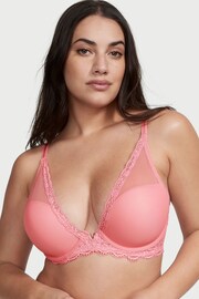 Victoria's Secret Pink Roses Mesh Half Pad Plunge Bra - Image 1 of 3