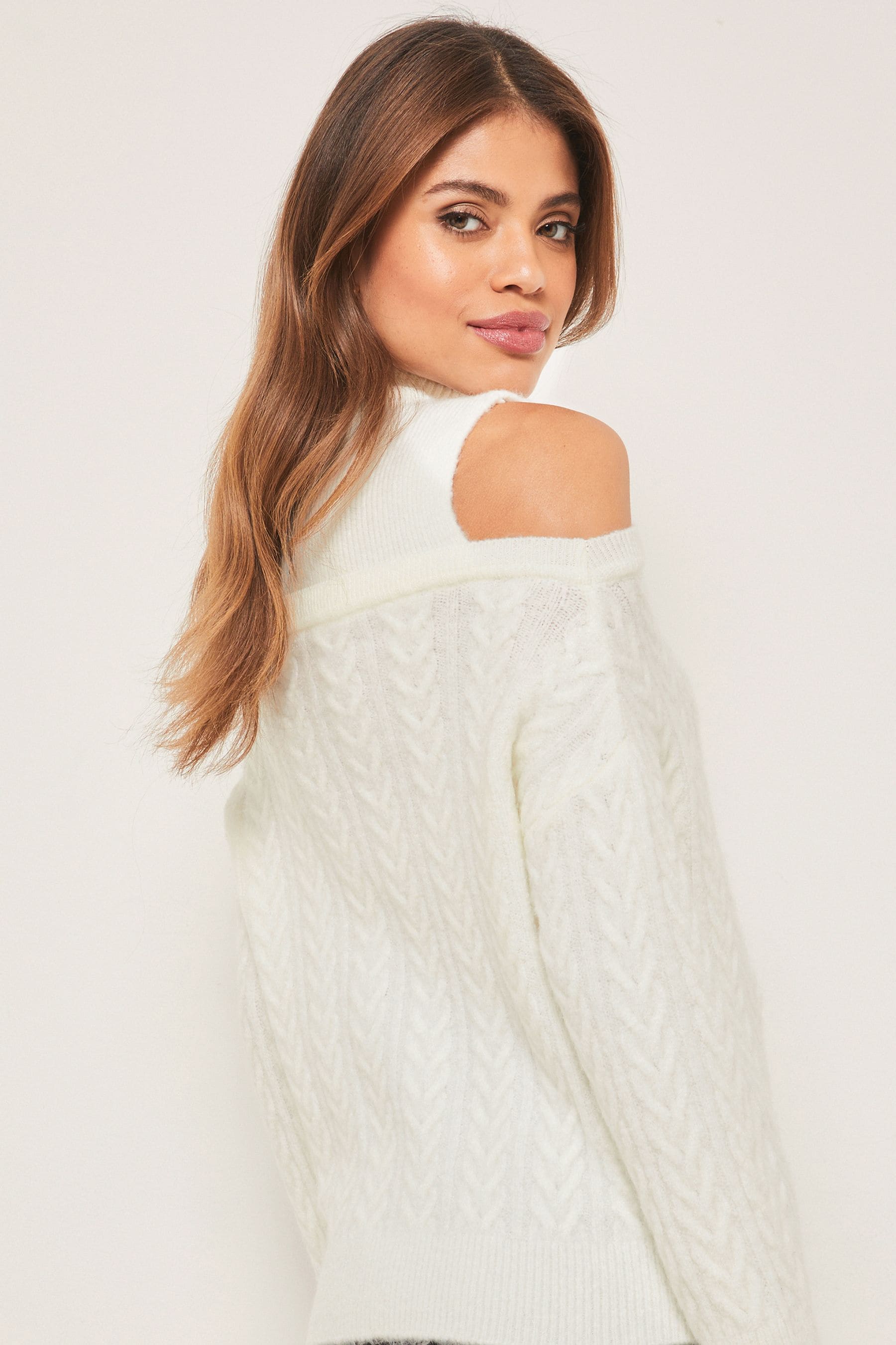 Cream cold shoulder jumper discount
