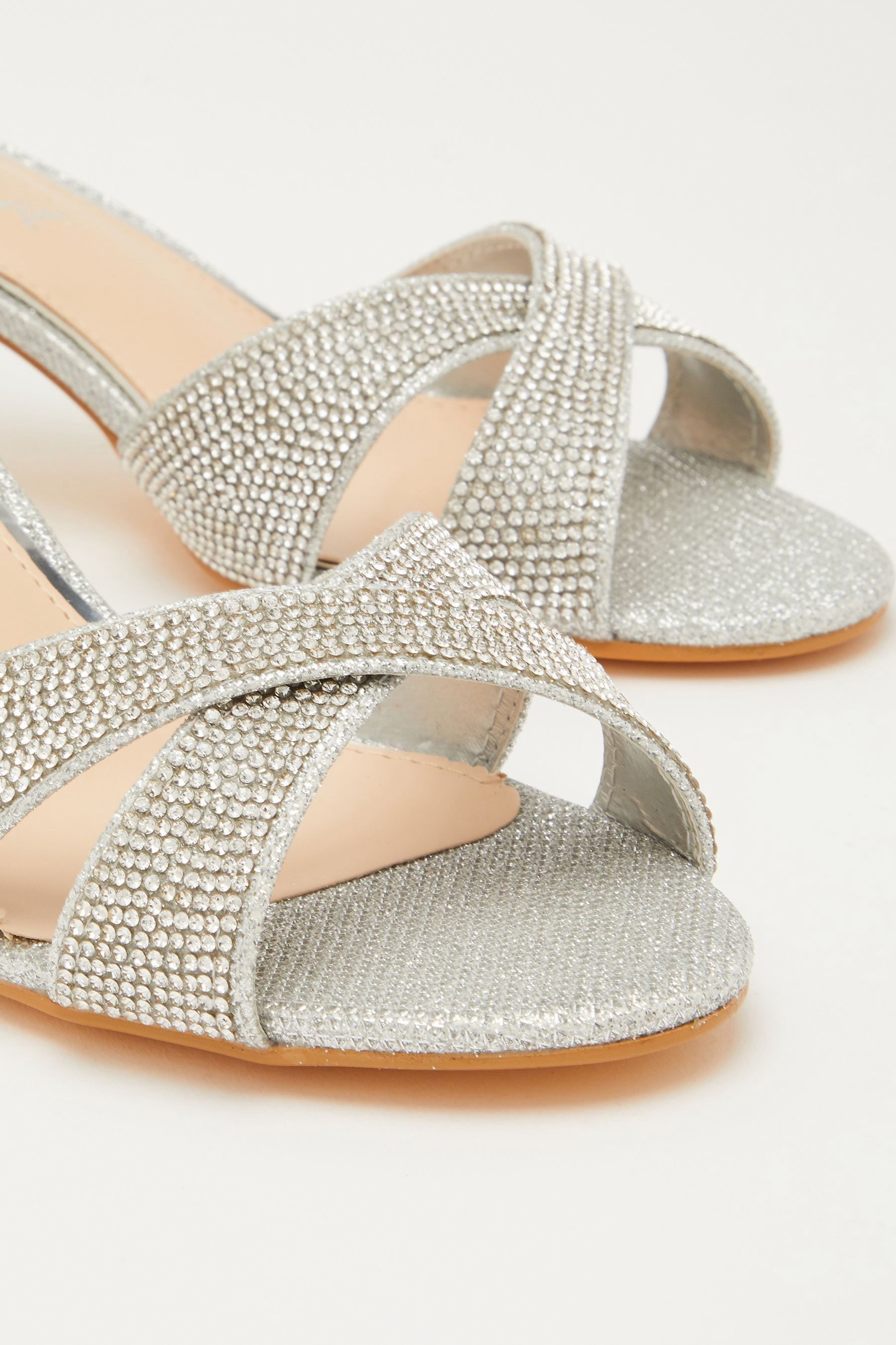 Buy Quiz Silver Wide Fit Heeled Sandals from Next Austria