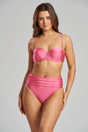South Beach Pink Moulded Cup Bikini With Highwaist Brief - Image 3 of 5