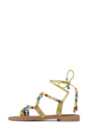South Beach Neutral Multi Beaded Strappy Sandal - Image 2 of 4