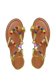 South Beach Neutral Multi Beaded Strappy Sandal - Image 3 of 4