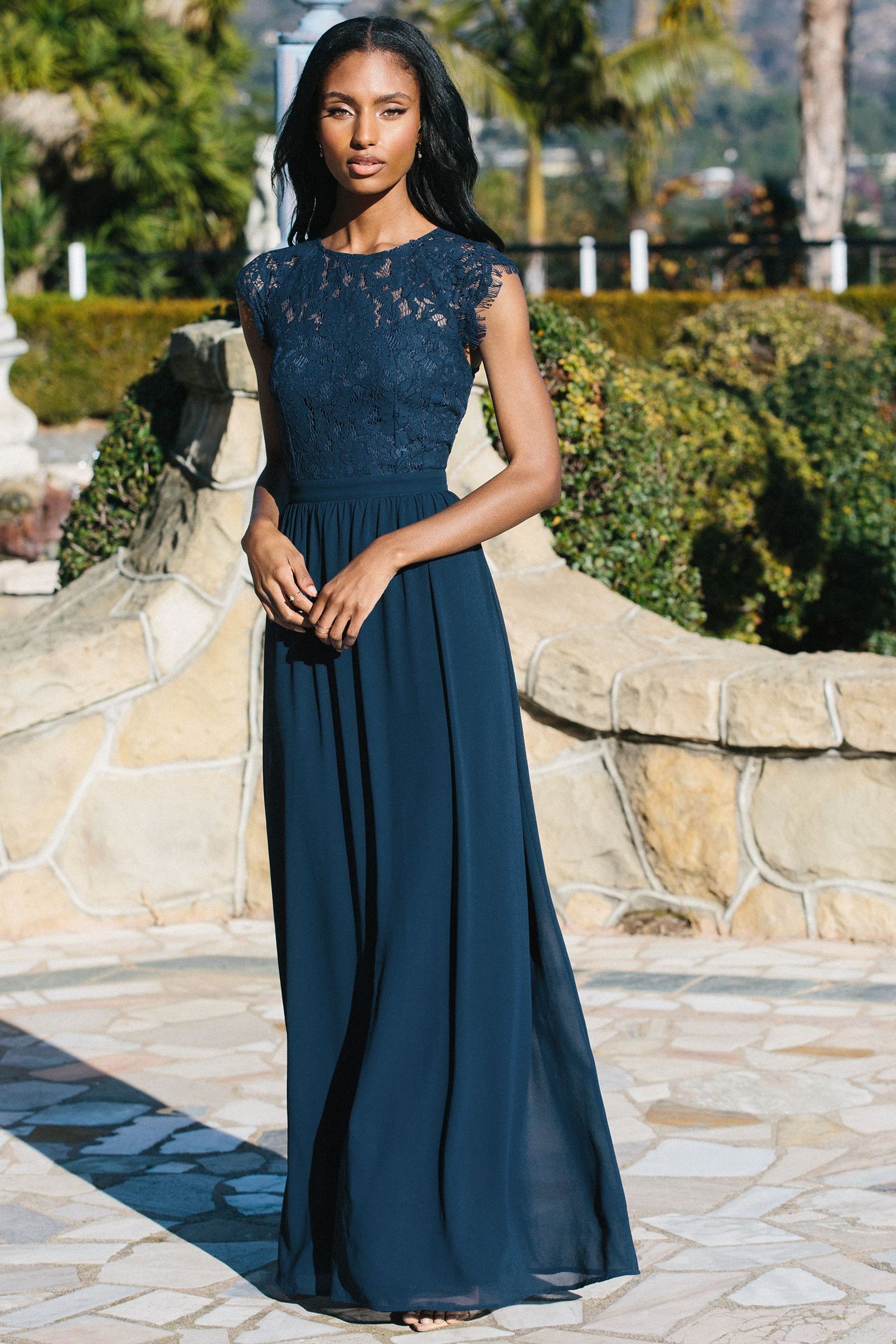Buy Lipsy Navy Built Up Lace Bridesmaid Maxi Dress from Next Lithuania