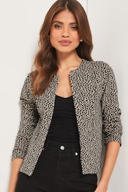 Lipsy Leopard Cropped Long Sleeve Blazer - Image 1 of 4