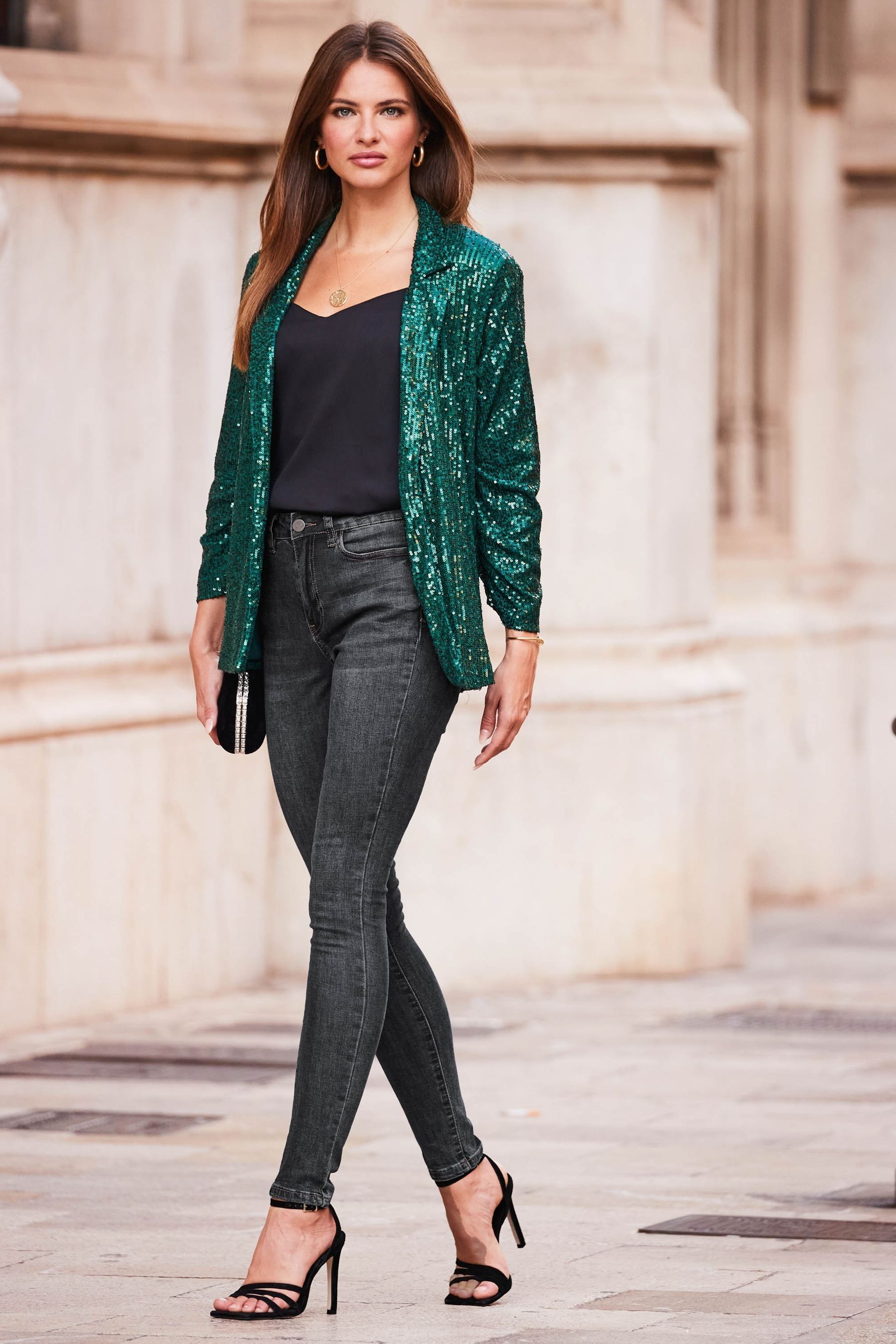 Green sequin blazer dress shop
