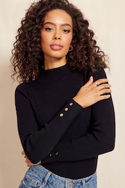 Friends Like These Black Long Sleeve Ribbed Roll Neck Jumper - Image 4 of 4