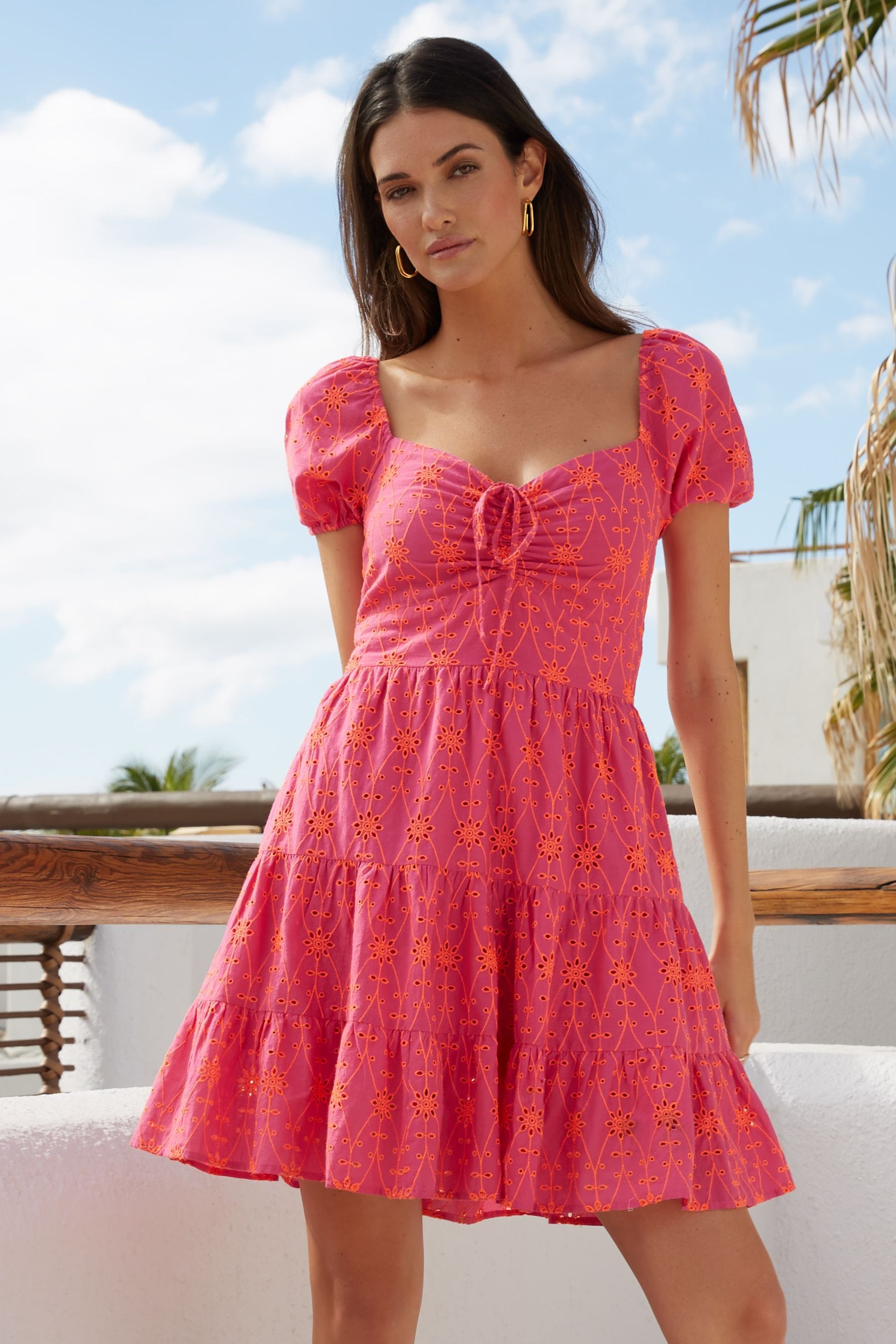 Lipsy broderie tiered mini dress store