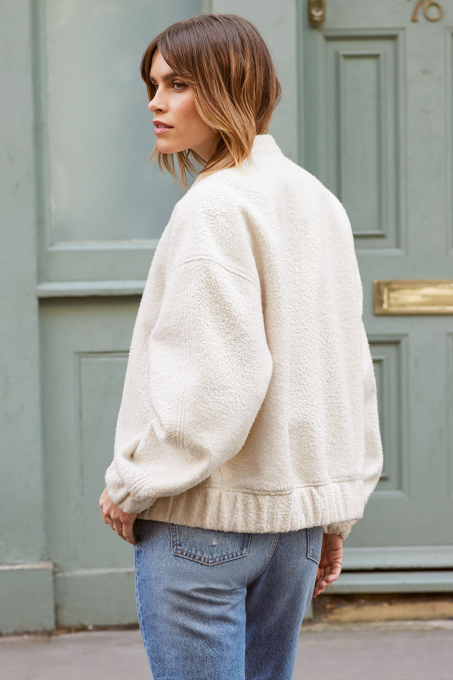 Beige boucle jacket shop
