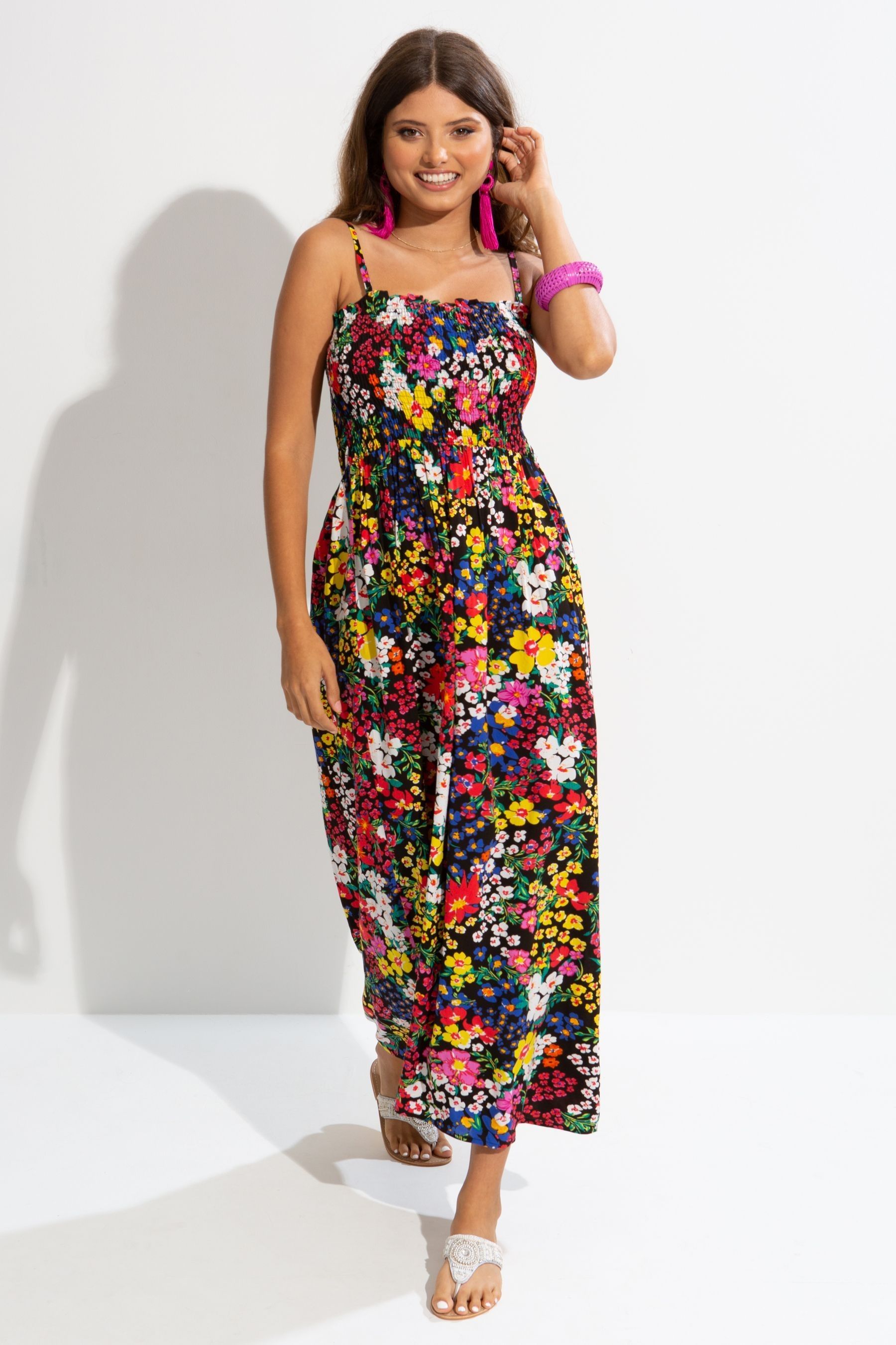 Buy Pour Moi Black Removable Straps Shirred Bodice Maxi Dress from Next Qatar