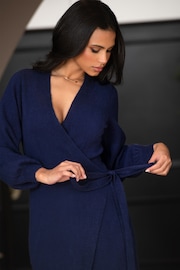 Pour Moi Blue Elle Knit Midi Wrap Dress - Image 2 of 5