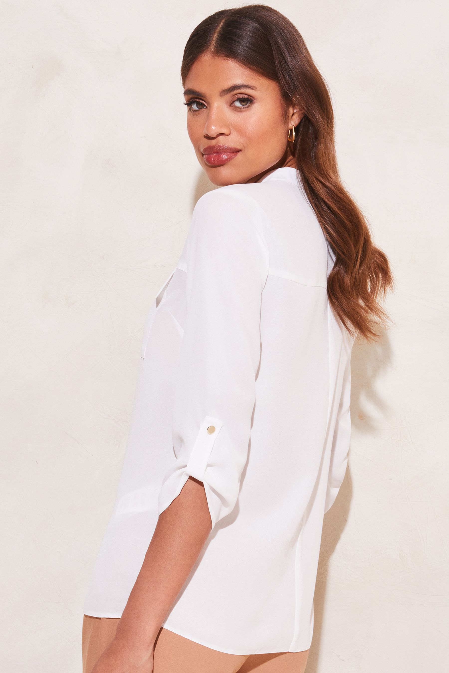Buy Lipsy White Zip Front Utility Pocket Blouse from the Next UK online shop