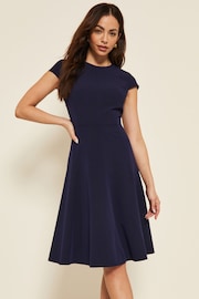 Friends Like These Navy Fit and Flare Cap Sleeve Tailored Dress - Image 1 of 3