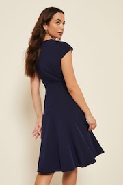 Friends Like These Navy Fit and Flare Cap Sleeve Tailored Dress - Image 2 of 3