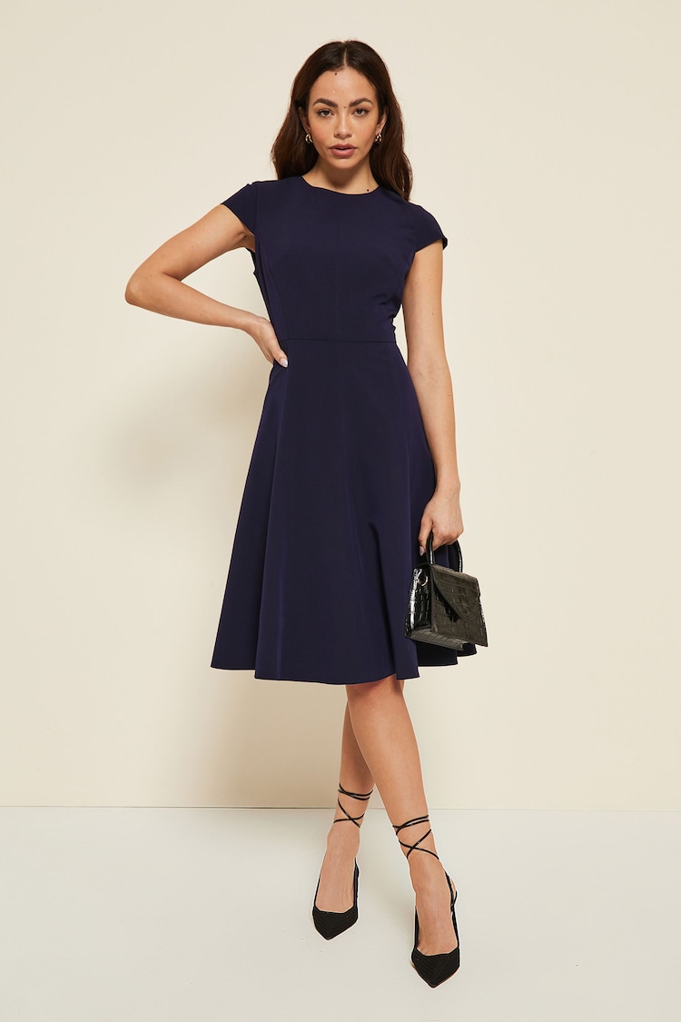 Friends Like These Navy Fit and Flare Cap Sleeve Tailored Dress - Image 3 of 3