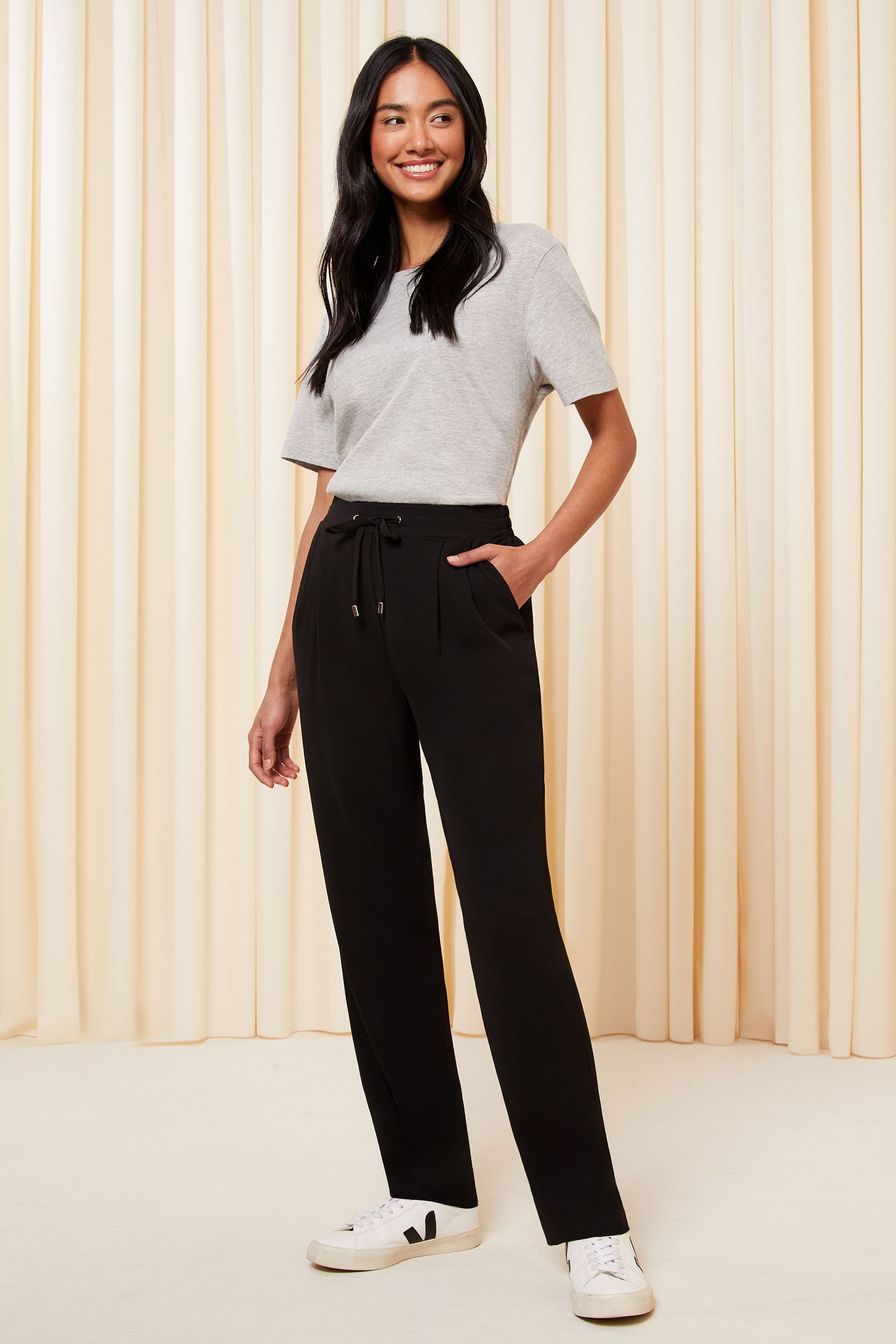 Buy Friends Like These Black Tie Waist Smart Tailored Jogger from Next Luxembourg
