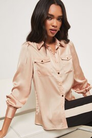 Lipsy Champagne Front Pocket Button Through Shirt - Image 4 of 4