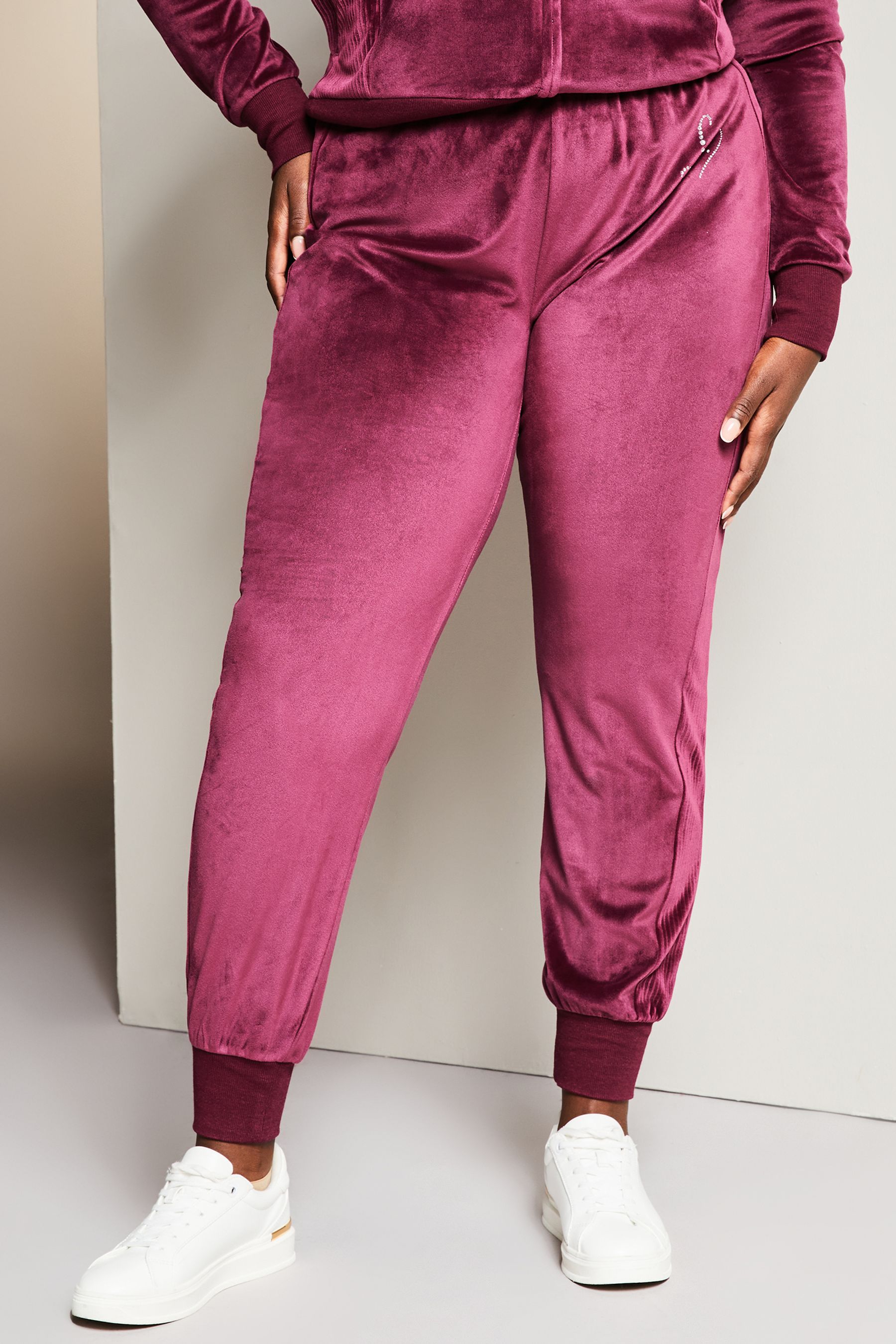 Buy Lipsy Berry Red Curve Super Soft Cuffed Velour Joggers from Next Ireland