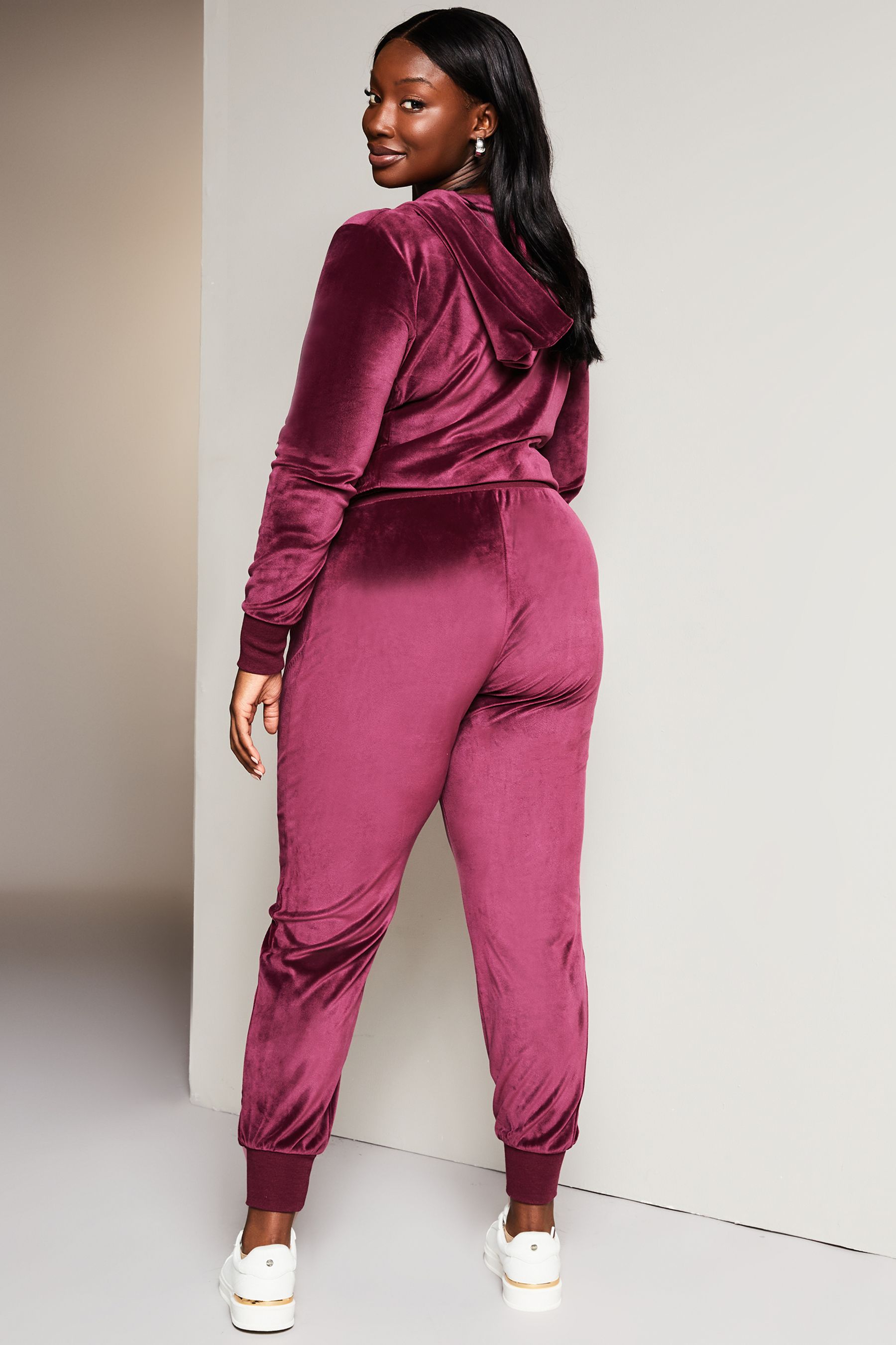 Buy Lipsy Berry Red Curve Super Soft Cuffed Velour Joggers from Next Luxembourg