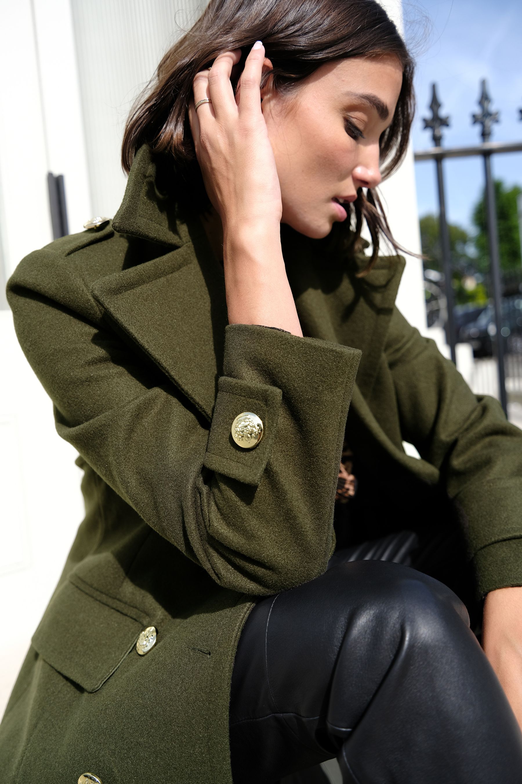 Khaki green coat shop