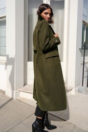 Love & Roses Khaki Green Premium Military Long Line Trench Coat - Image 3 of 4