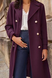 Love & Roses Purple Premium Military Long Line Trench Coat - Image 4 of 4