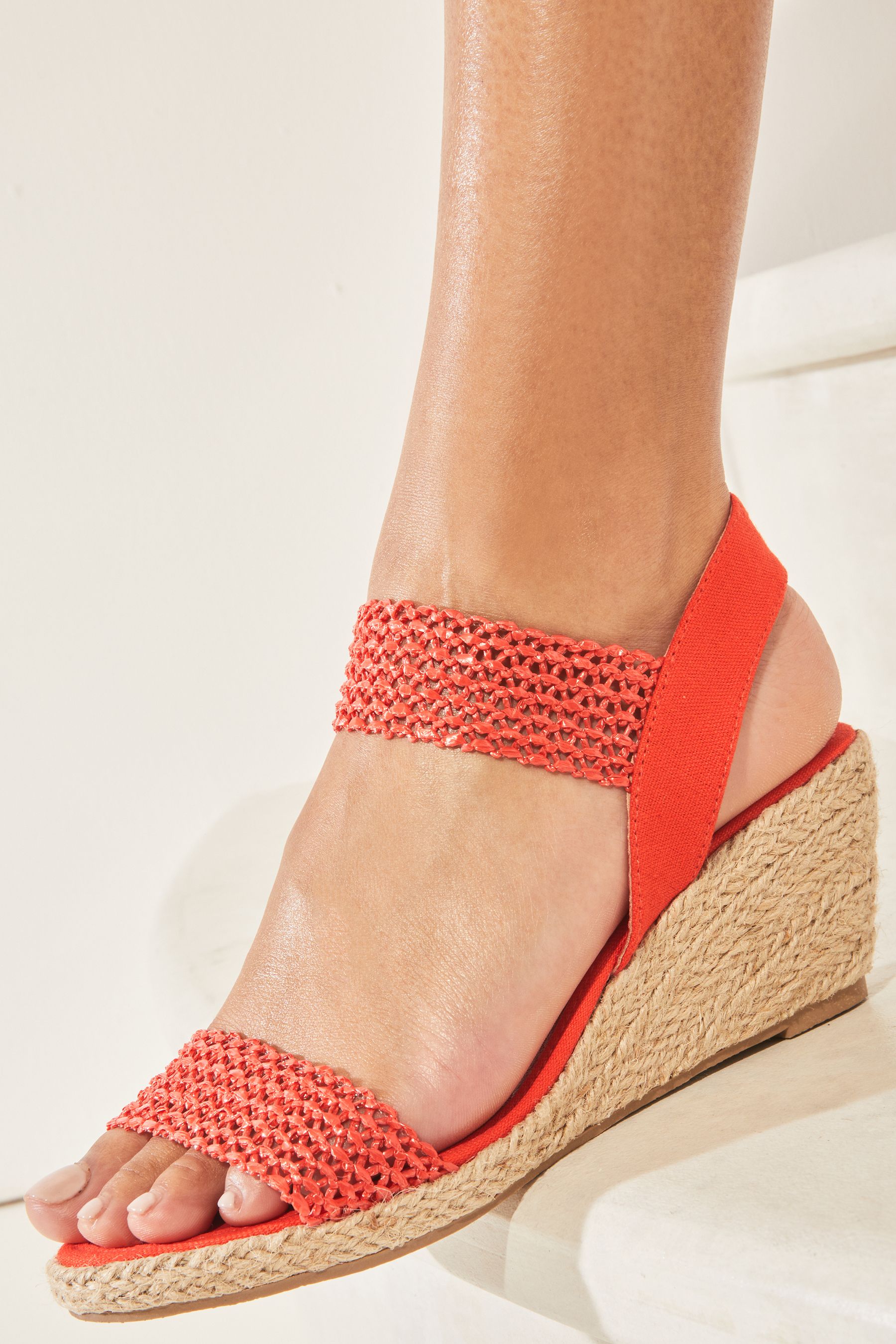 Orange low wedge sandals clearance