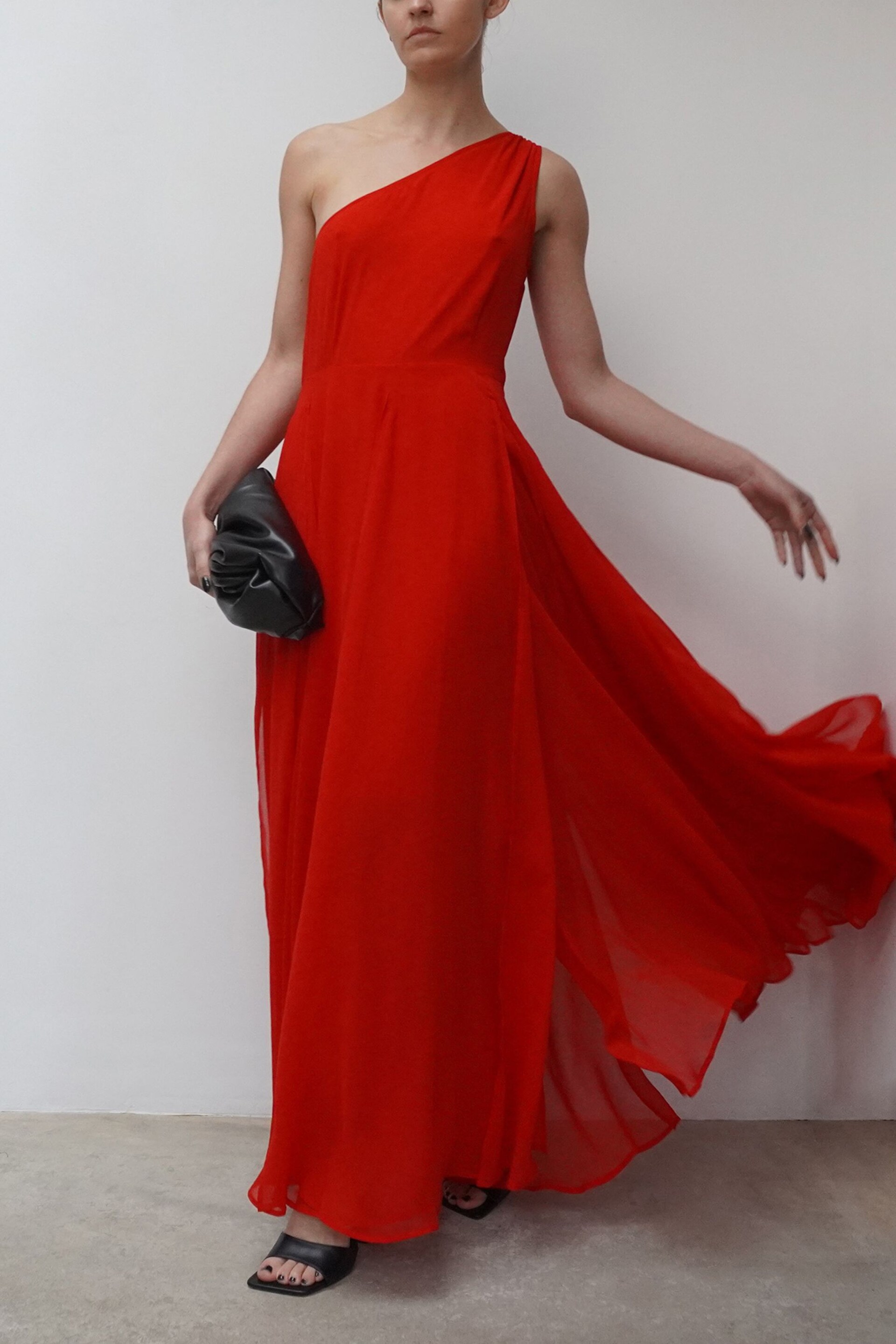 Religion Red One Shoulder Maxi Dress With Full Skirt - Image 3 of 5