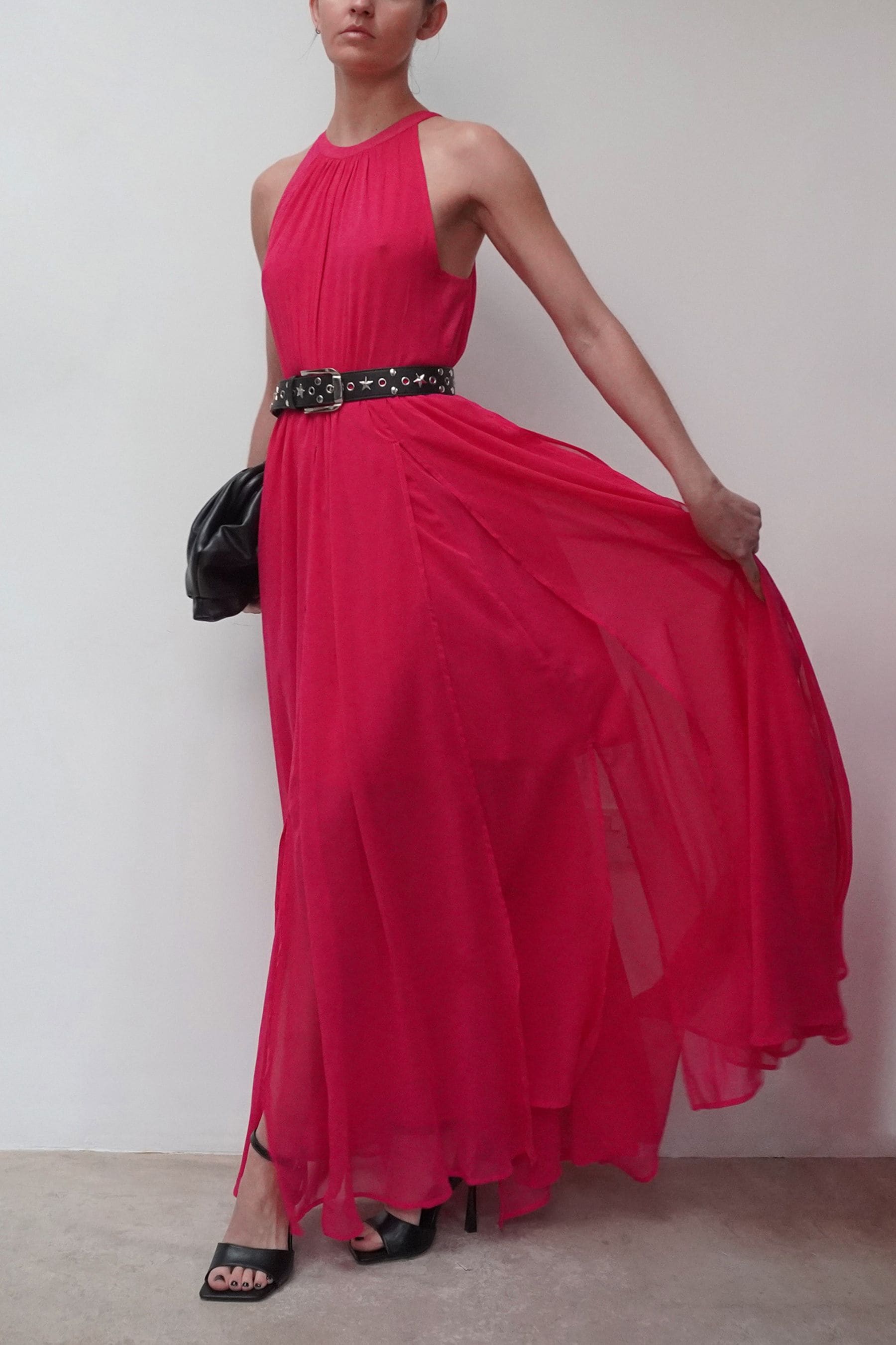 Bright pink maxi dress store