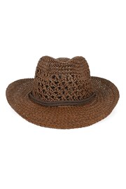 South Beach Brown Straw Summer Hat With Tie Cord Detail - Image 2 of 2