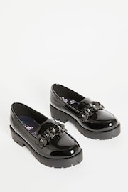 Lipsy Black Flower Slip On Loafer School Shoe - Image 5 of 7