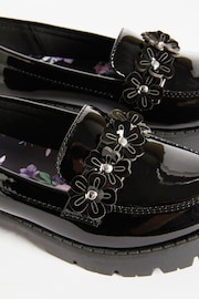 Lipsy Black Flower Slip On Loafer School Shoe - Image 7 of 7