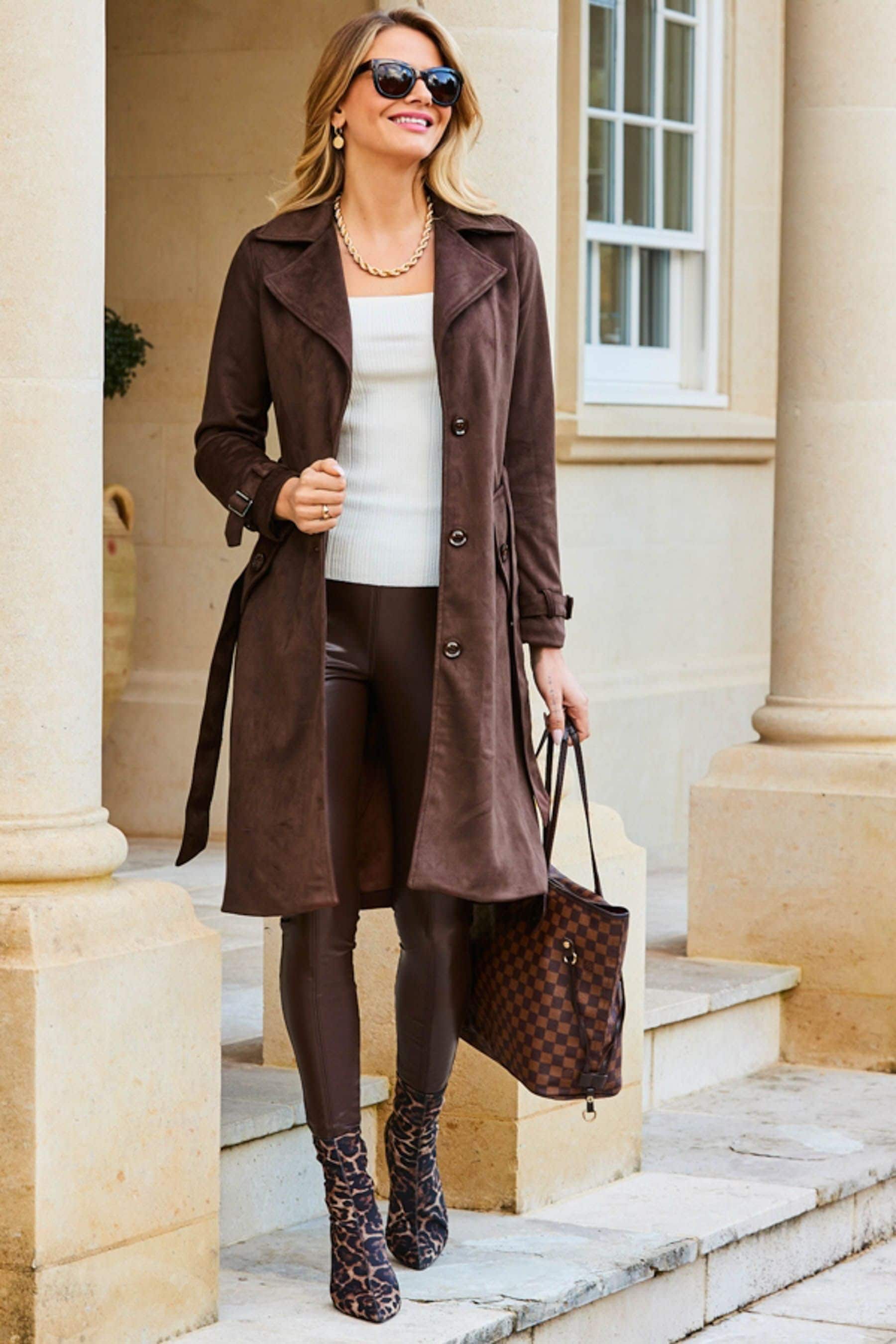 Faux suede trench coats outlet