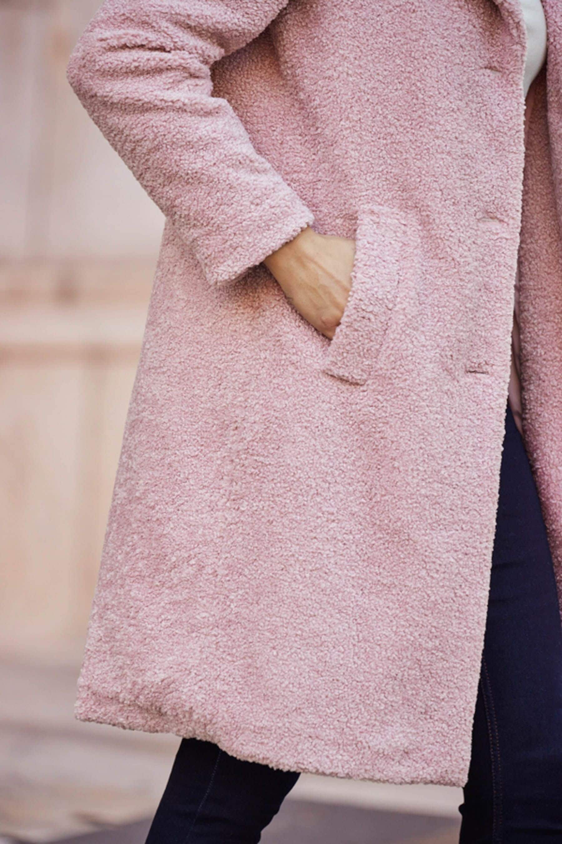 Pink borg coat sales