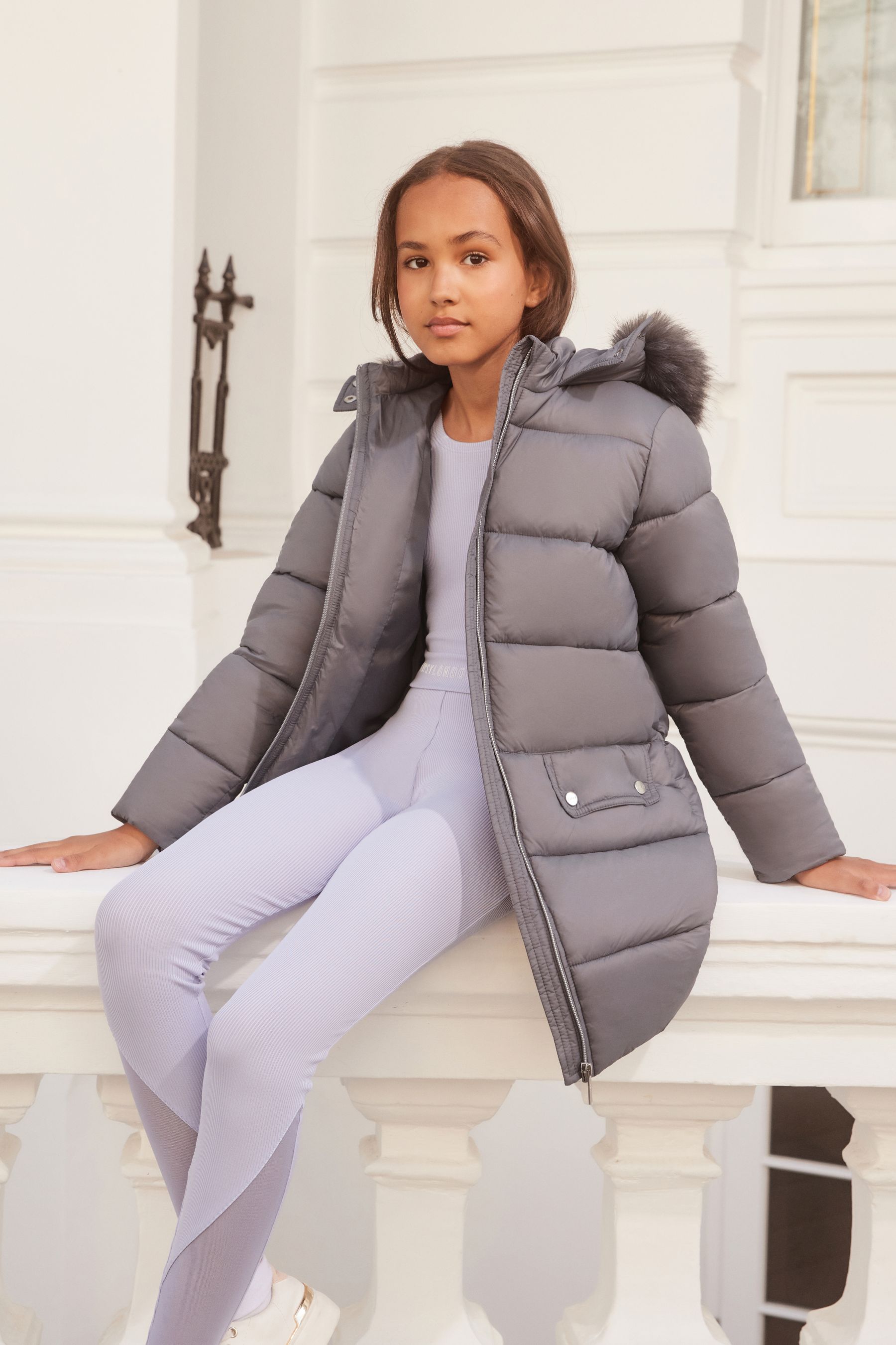 Grey school coat online