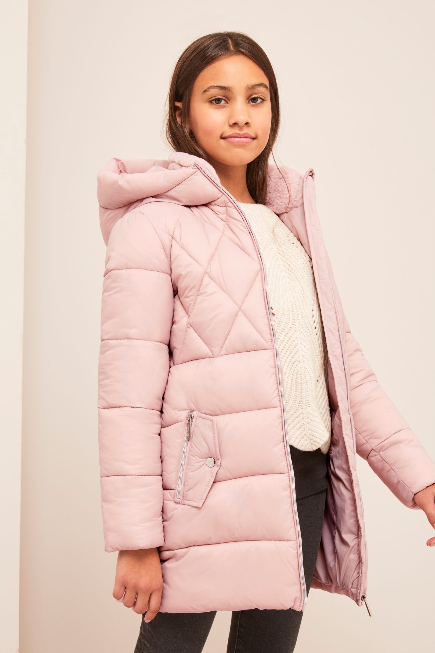 Buy Lipsy Mocha Brown Diamond Quilted Duvet Coat from Next Luxembourg