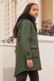 Lipsy Khaki Green Shower Resistant Padded Parka School Coat - Image 3 of 4