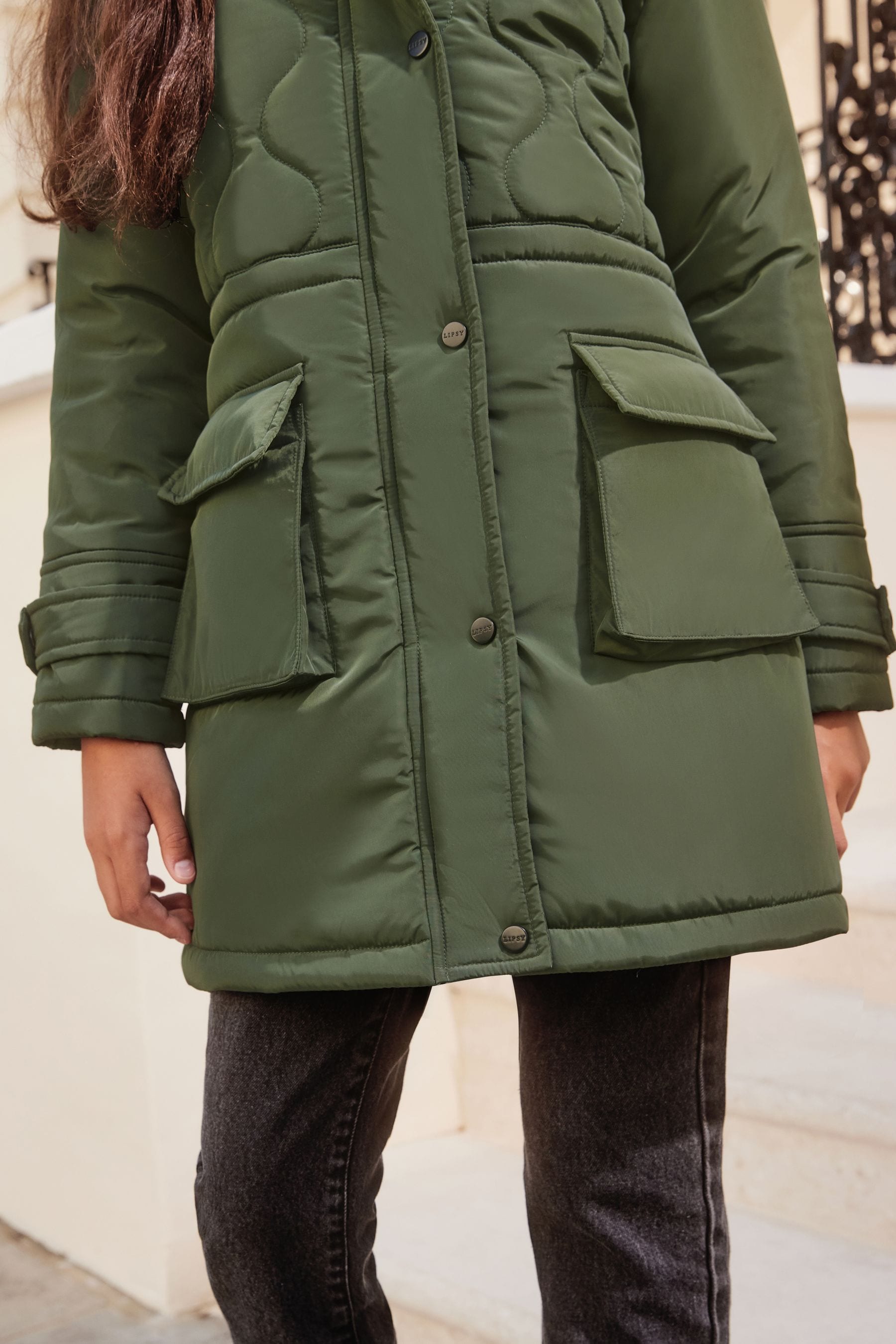 Buy Lipsy Khaki Green Shower Resistant Padded Parka School Coat from Next Luxembourg