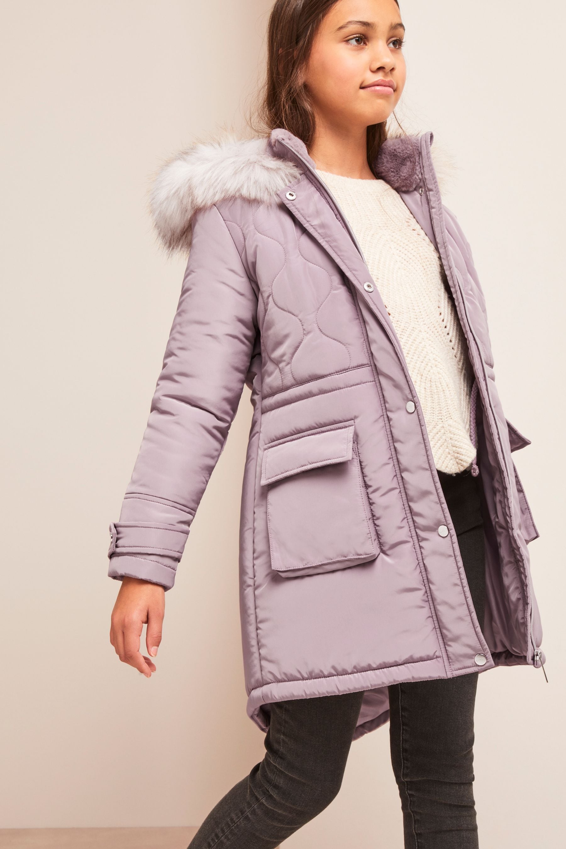 Lipsy luxe faux fur trimmed hood parka shop