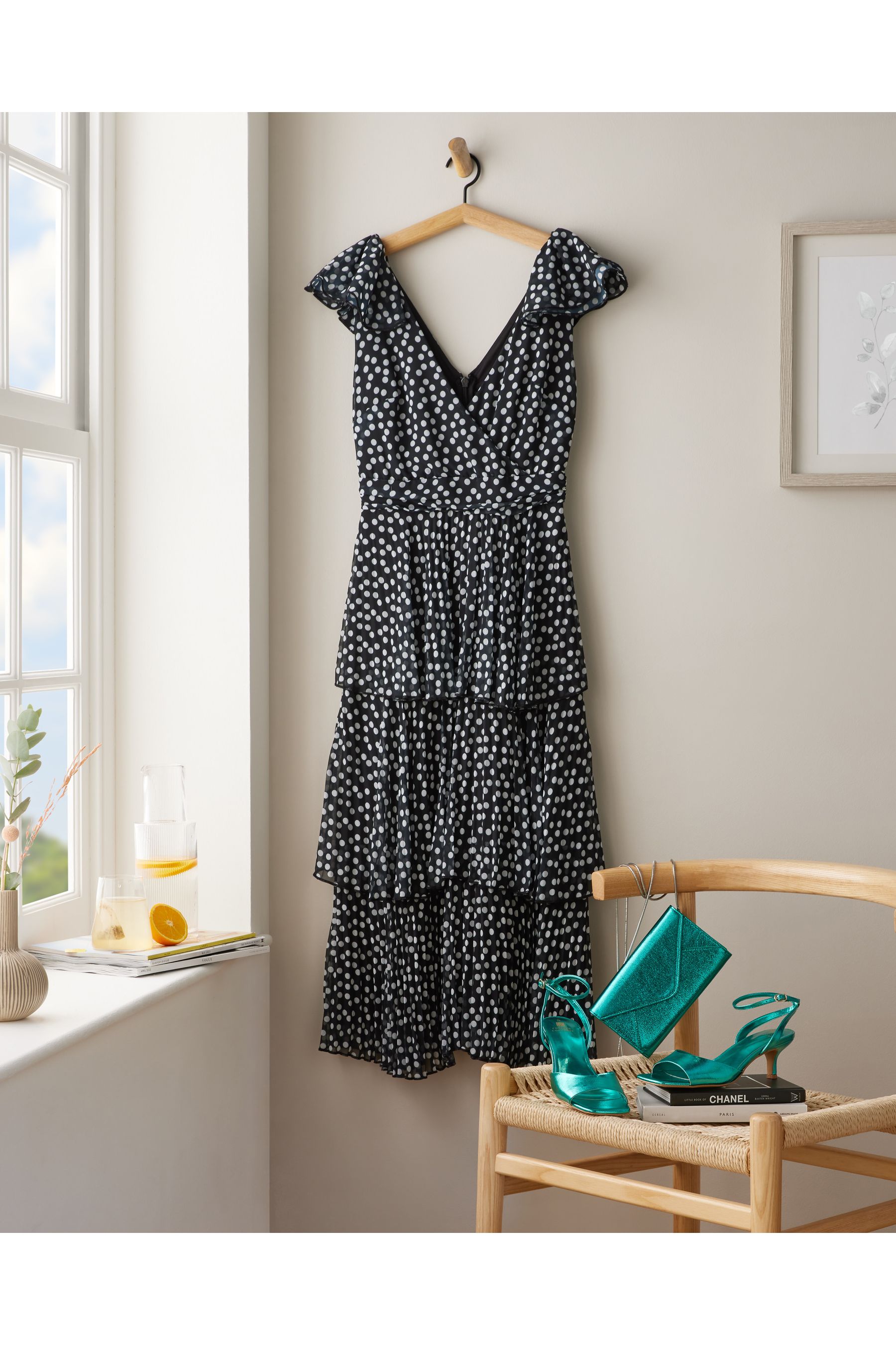 Buy Lipsy Monochrome Spot V Neck Tiered Midi Dress from Next Luxembourg