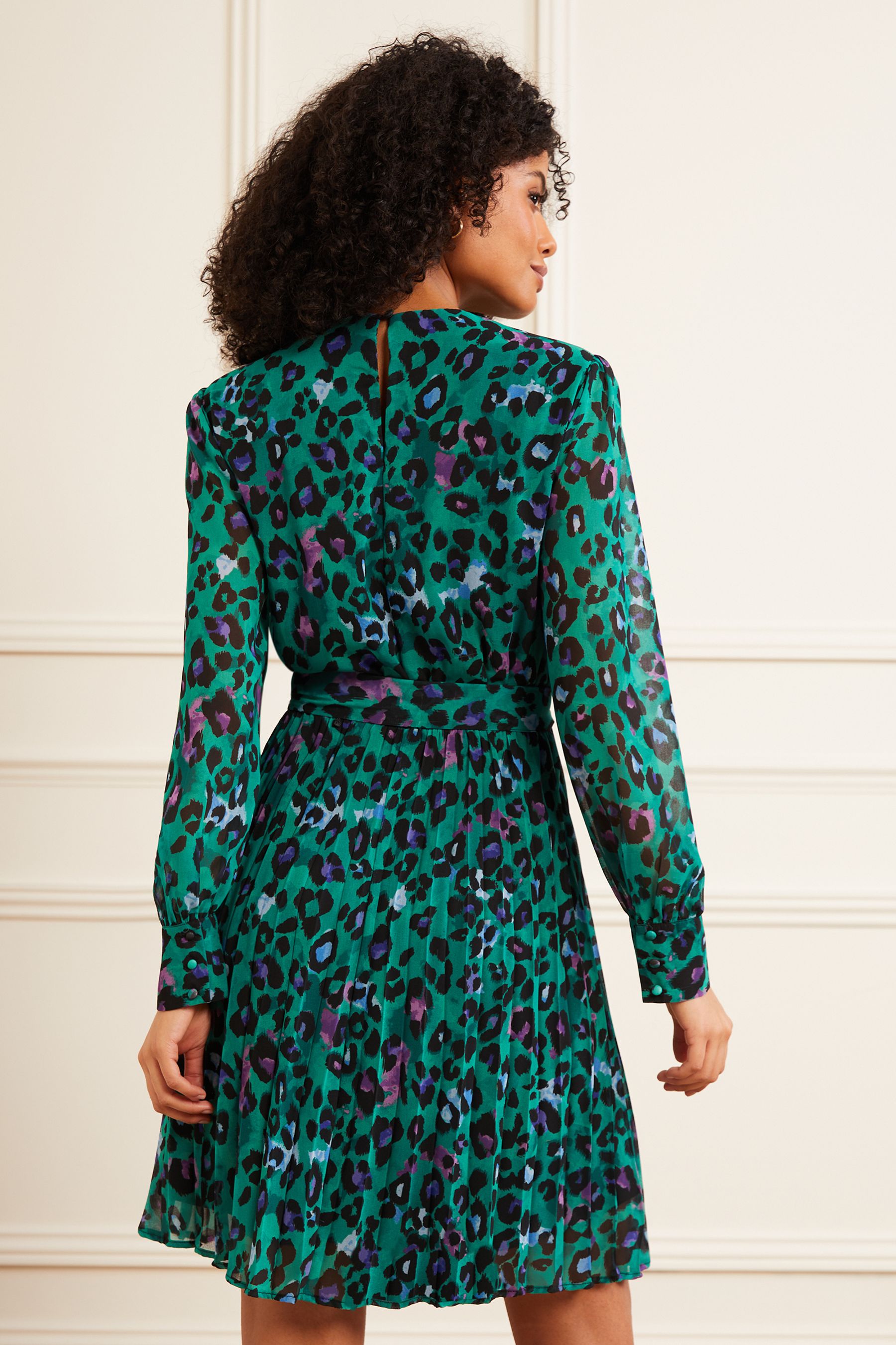 Next green leopard print dress cheap